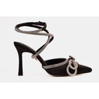 The Floransa Black Leather Pointy Toe Ankle Strap Women Sandal Final Sale!