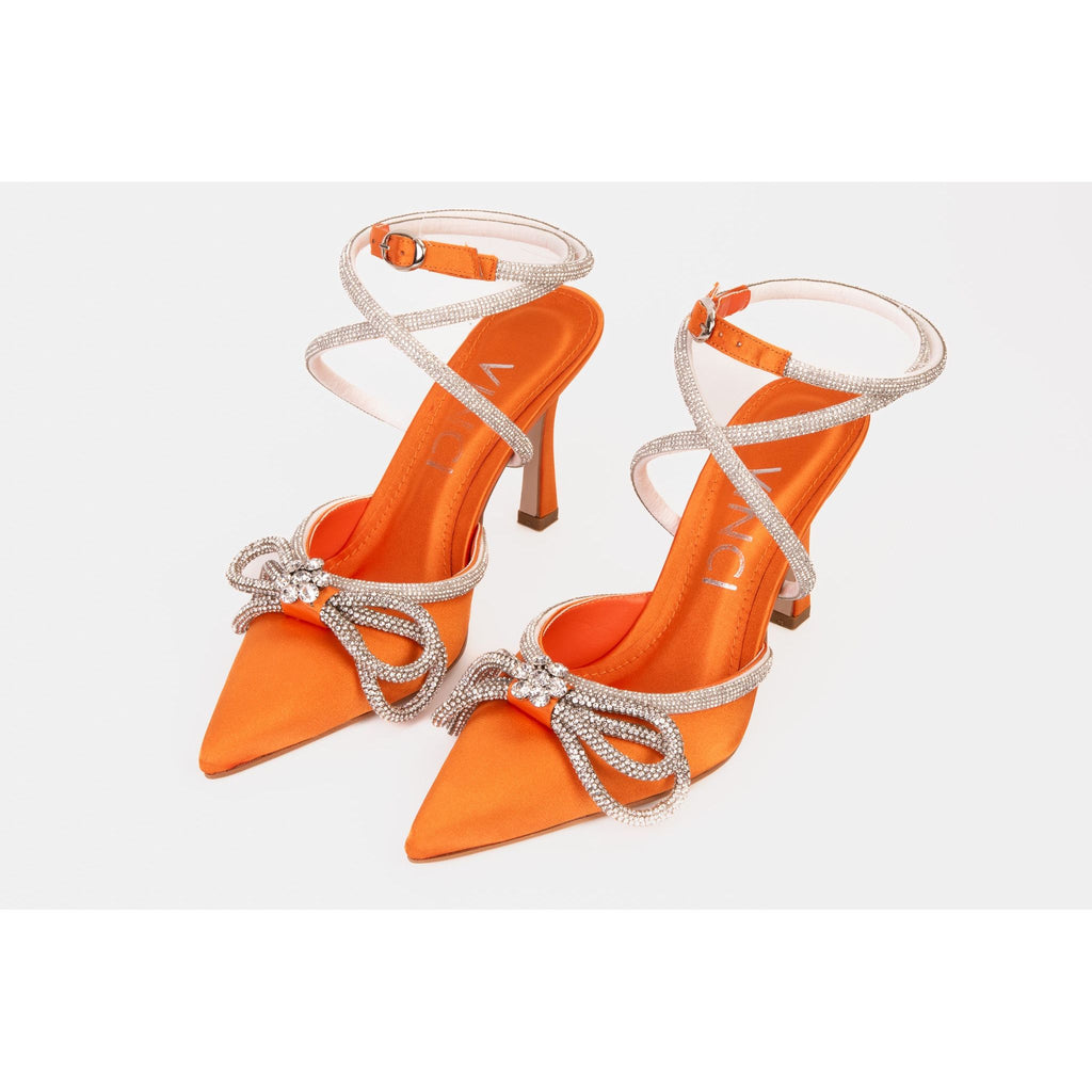 The Floransa Orange Leather Pointy Toe Ankle Strap Women Sandal Final Sale!