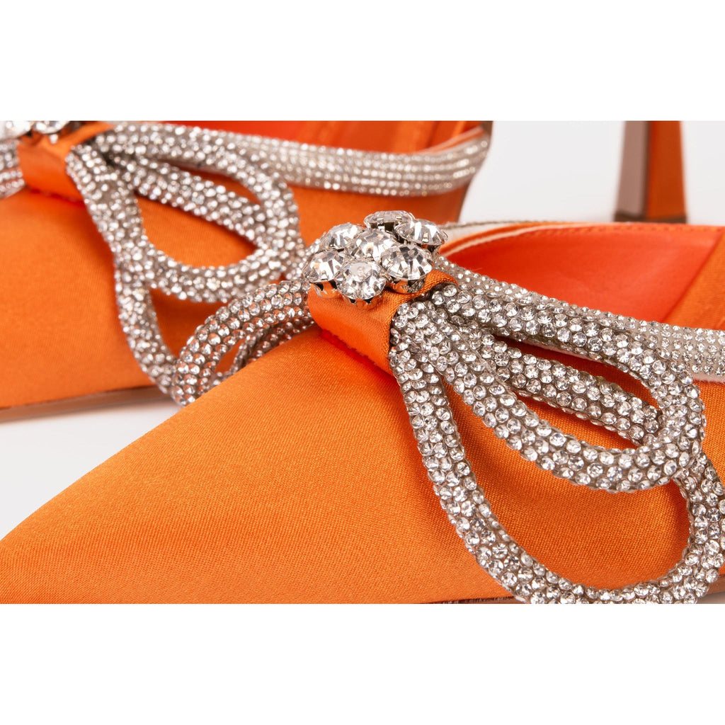 The Floransa Orange Leather Pointy Toe Ankle Strap Women Sandal Final Sale!
