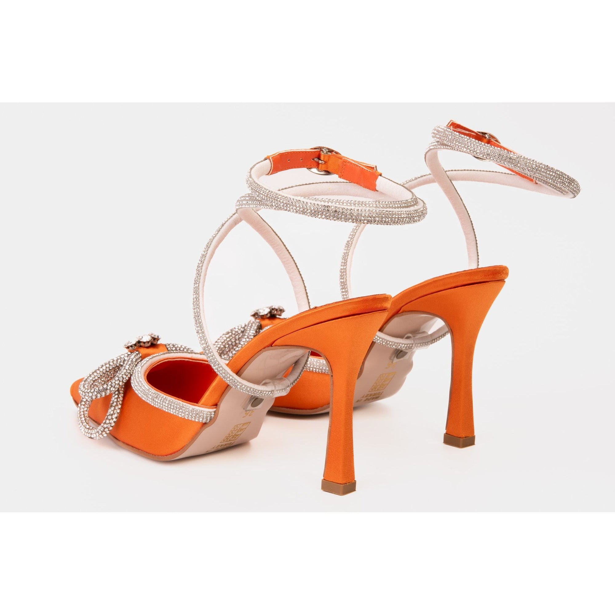 The Floransa Orange Leather Pointy Toe Ankle Strap Women Sandal Final Sale!