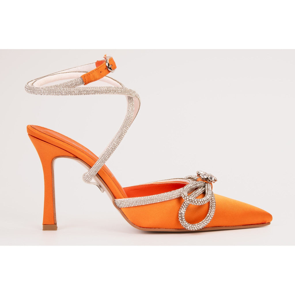 The Floransa Orange Leather Pointy Toe Ankle Strap Women Sandal Final Sale!