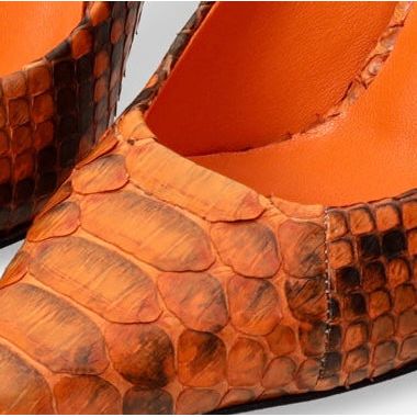 The Queenn Orange Pythn Leather Pump Women Shoe