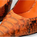 The Queenn Orange Pythn Leather Pump Women Shoe