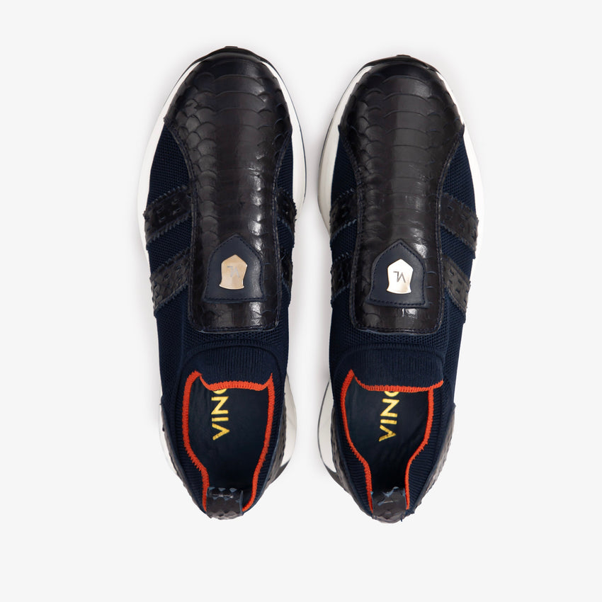 The Aslan Navy Knitted & Leather Men Sneaker – J.Valintin Men's Wear Legend