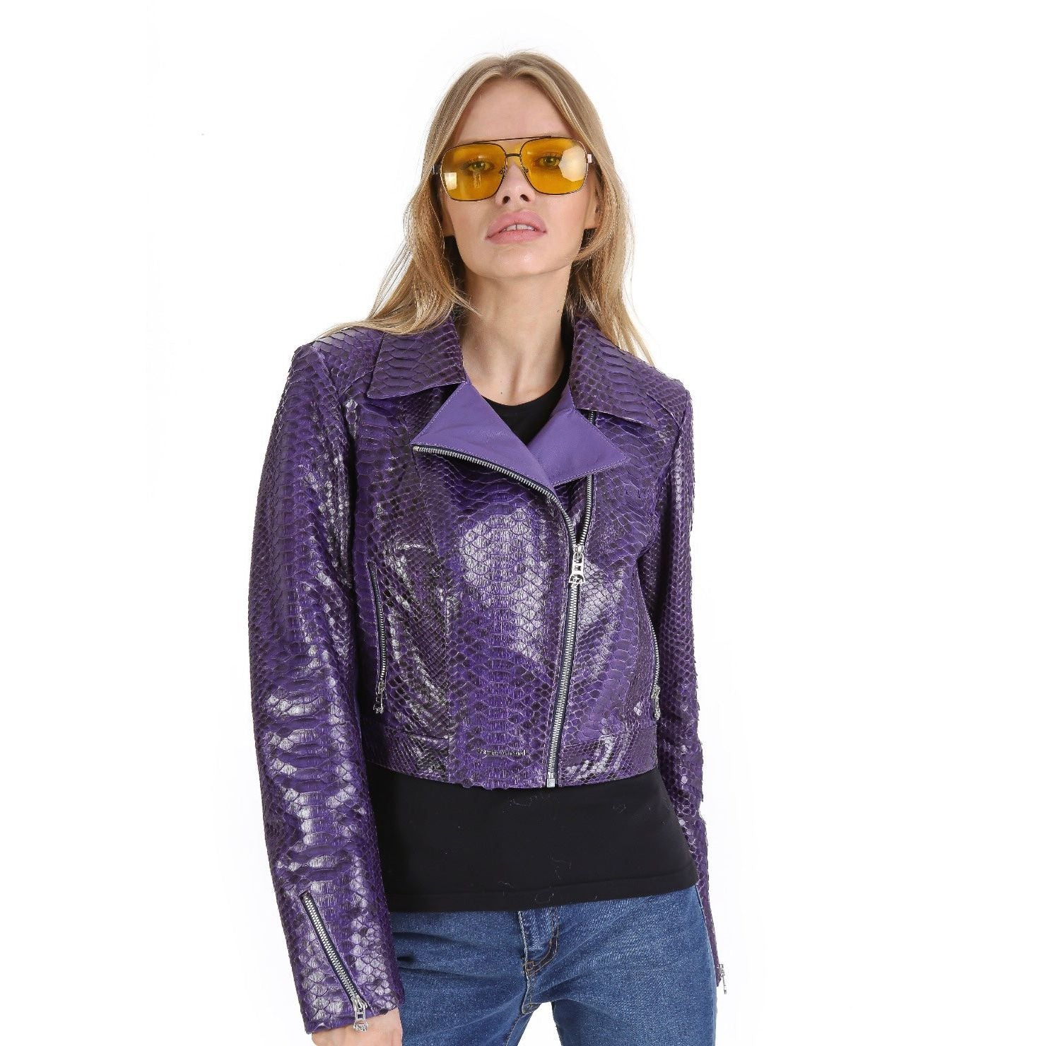 The Rubert Purple Snake Leather Women Jacket
