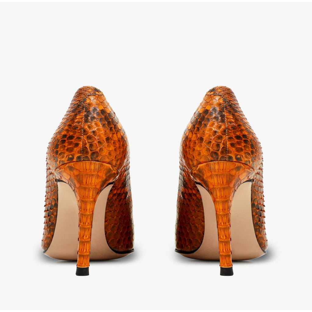 The Queenn Orange Pythn Leather Pump Women Shoe