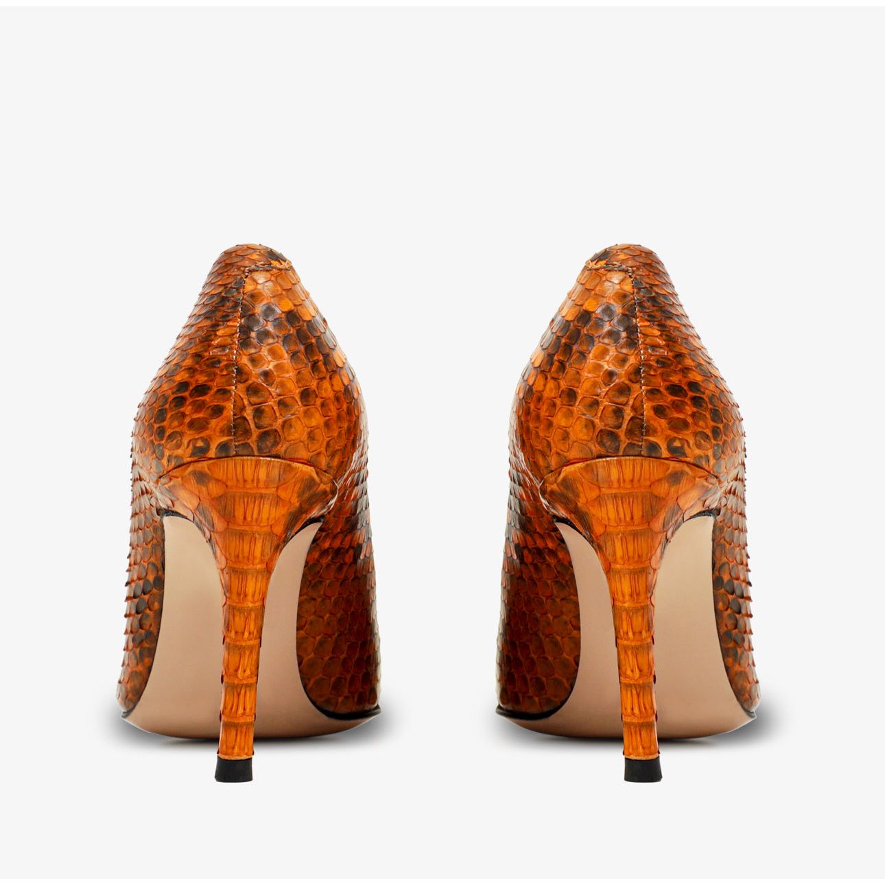 The Queenn Orange Pythn Leather Pump Women Shoe