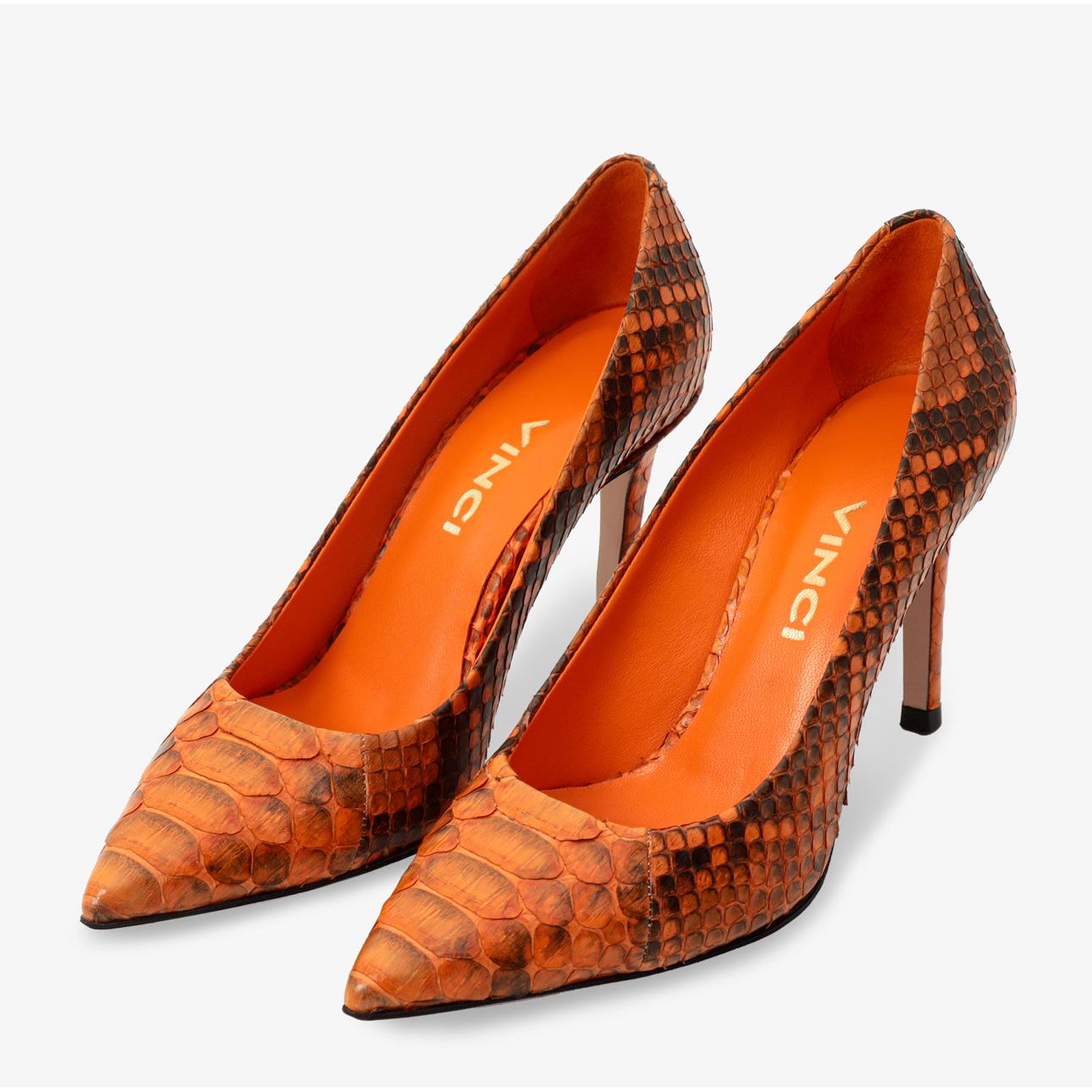The Queenn Orange Pythn Leather Pump Women Shoe