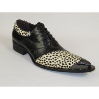 Men's Zota Unique Shoes Leopard Hair upper Leather G737-4 Black White Size 9