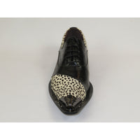 Men's Zota Unique Shoes Leopard Hair upper Leather G737-4 Black White Size 9