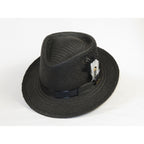 Men's Bruno Capelo Genuine Straw Hat Fedora Geneva Panama GA626 Black