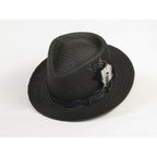 Men's Bruno Capelo Genuine Straw Hat Fedora Geneva Panama GA626 Black