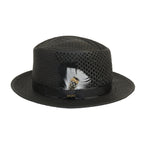 Men's Bruno Capelo Genuine Straw Hat Fedora Geneva Panama GA626 Black
