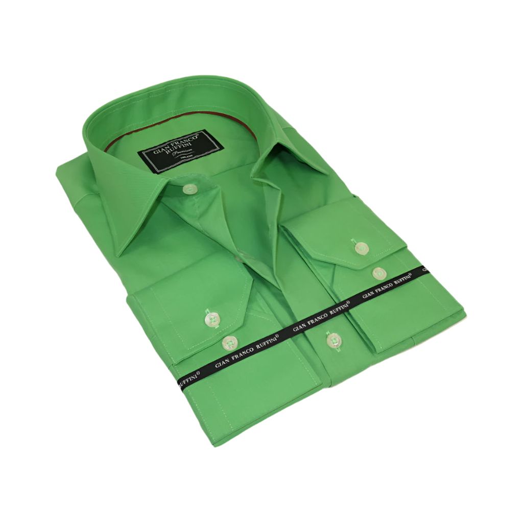 Men's Dress Shirt GIAN FRANCO RUFFINI Turkey 100% Cotton GFR-1 Green ...