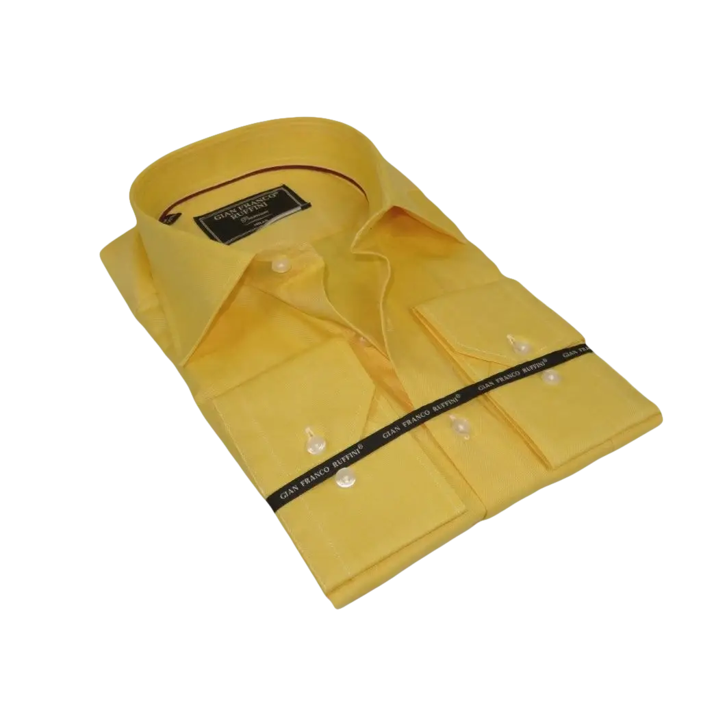 Men's Dress Shirt GIAN FRANCO RUFFINI Turkey 100% Cotton GFR-2 Yellow