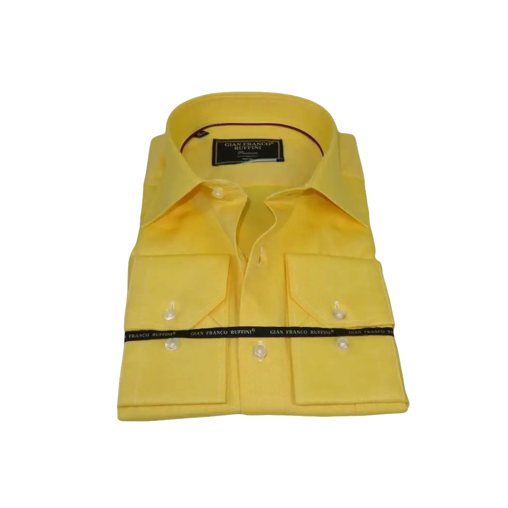 Men's Dress Shirt GIAN FRANCO RUFFINI Turkey 100% Cotton GFR-2 Yellow