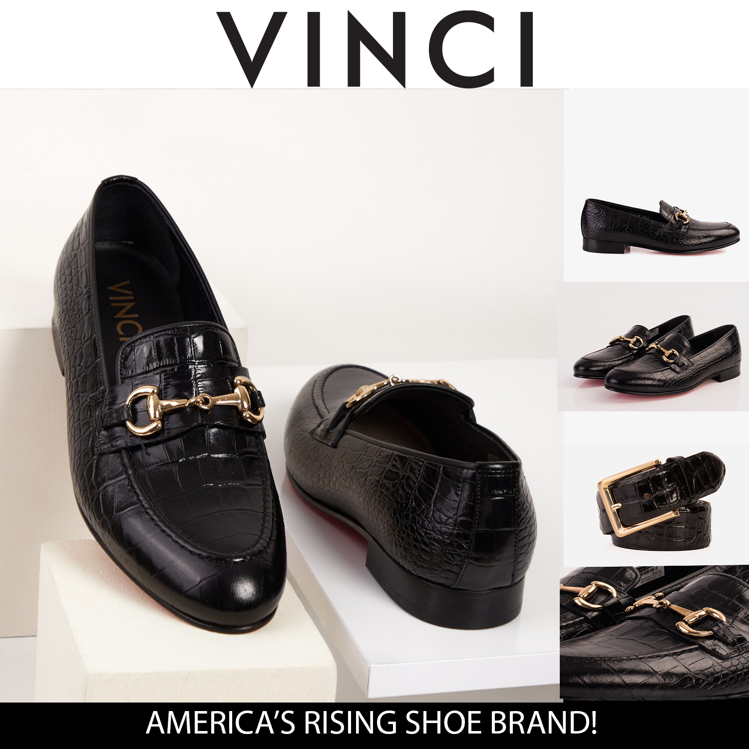 Vinci The Monaco Black Leather Men Shoe Bit Loafer