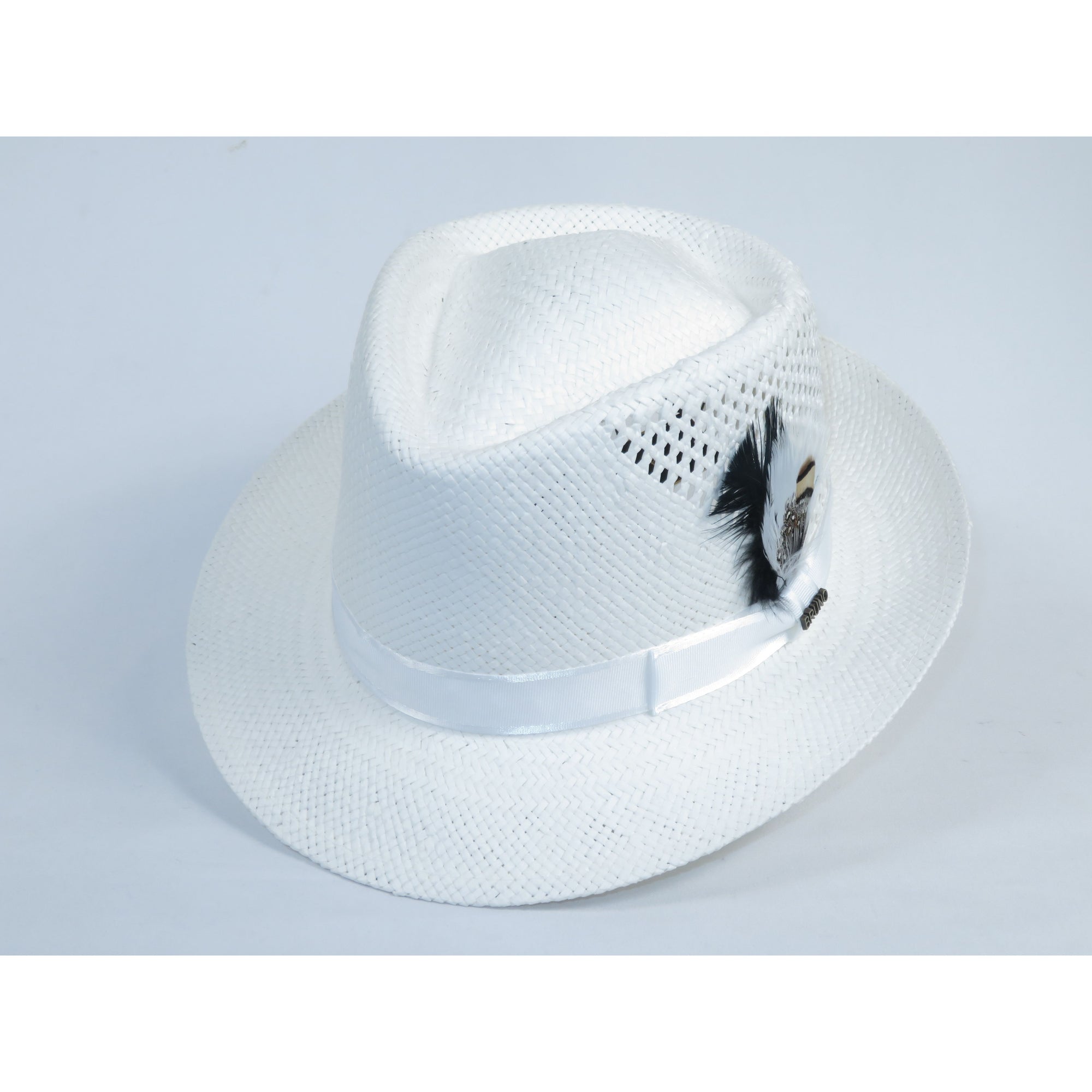 Men's Bruno Capelo Genuine Straw Hat Fedora Geneva Panama GA625 White