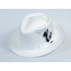 Men's Bruno Capelo Genuine Straw Hat Fedora Geneva Panama GA625 White