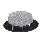 Men's Bently Soft Fedora Briad Straw Hat Stingy Brim Gino Gi210 Black White