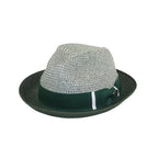 Men's Bently Soft Fedora Briad Straw Hat Stingy Brim Gino Gi216 Green White