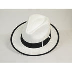 Men's Bruno Capelo Natural Straw Fedora Hat HAVANA HA661 White/Black