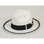 Men's Bruno Capelo Natural Straw Fedora Hat HAVANA HA661 White/Black