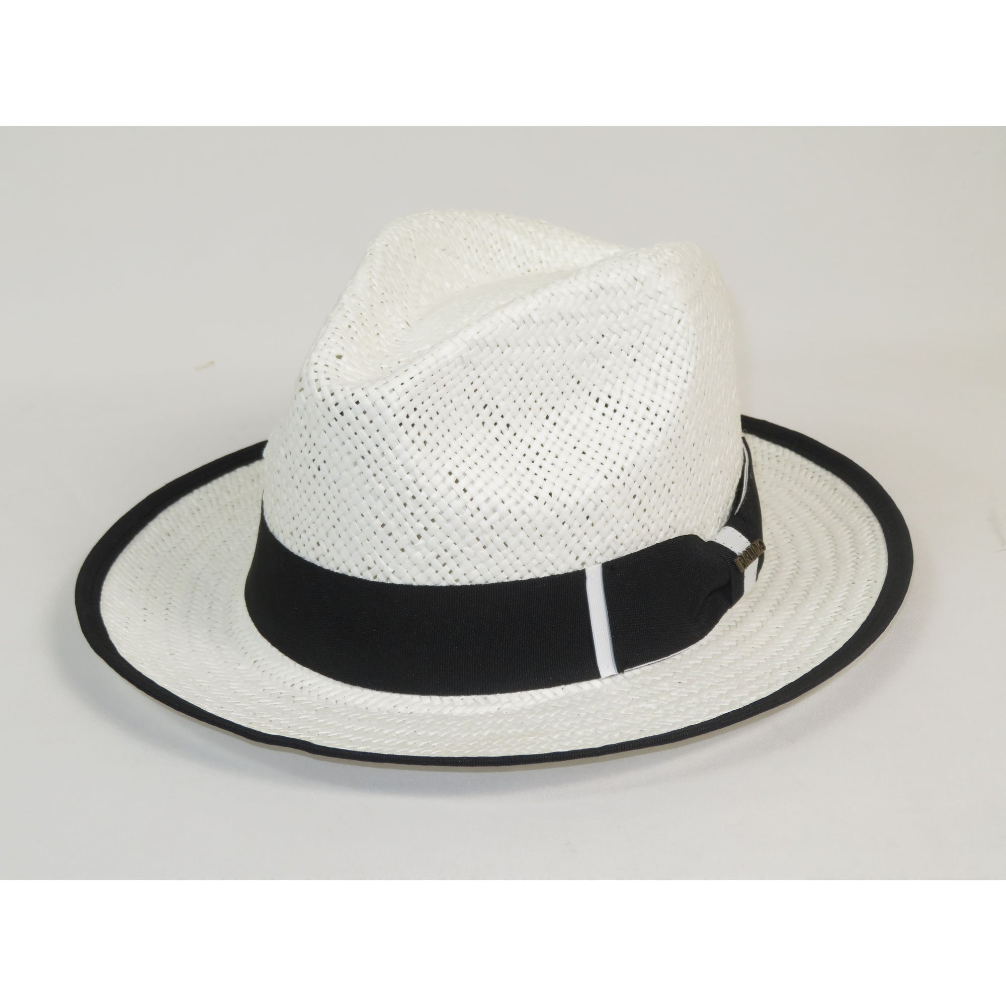 Men's Bruno Capelo Natural Straw Fedora Hat HAVANA HA661 White/Black