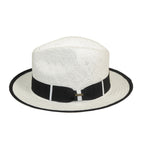 Men's Bruno Capelo Natural Straw Fedora Hat HAVANA HA661 White/Black