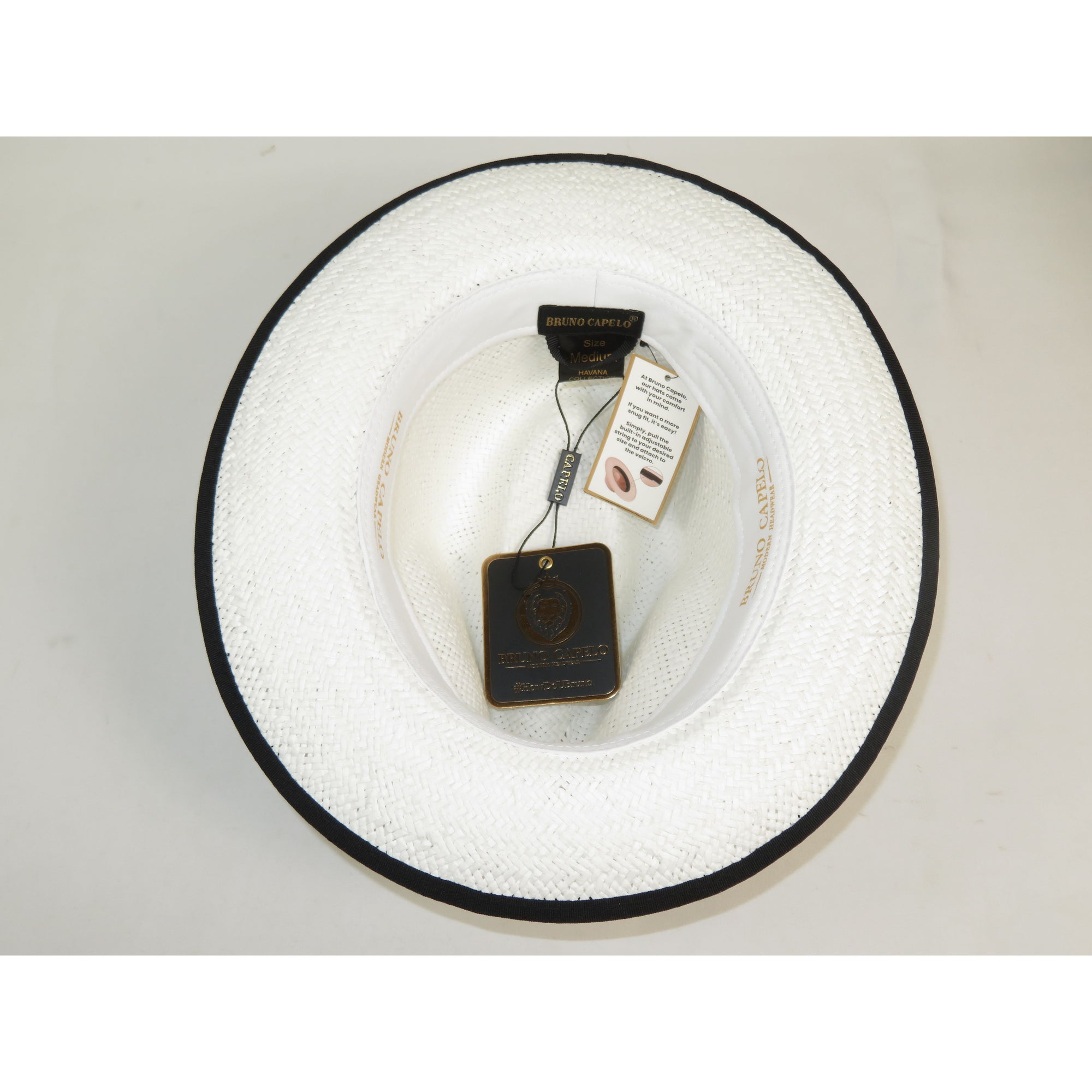 Men's Bruno Capelo Natural Straw Fedora Hat HAVANA HA661 White/Black