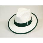 Men's Bruno Capelo Natural Straw Fedora Hat HAVANA HA662 White/Emerald