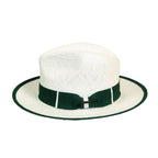 Men's Bruno Capelo Natural Straw Fedora Hat HAVANA HA662 White/Emerald