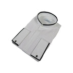 Men CEREMONIA Formal Cotton Shirt Collarless Slim Fit Turkey #HB 33 White/Black