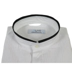 Men CEREMONIA Formal Cotton Shirt Collarless Slim Fit Turkey #HB 33 White/Black