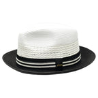 Men's Bruno Capelo Hollywood 2-Tone Straw Style Fedora Hat HW797 White/Black