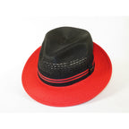Men's Bruno Capelo Hollywood 2-Tone Straw Style Fedora Hat HW795 Black/Red