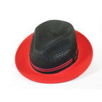 Men's Bruno Capelo Hollywood 2-Tone Straw Style Fedora Hat HW795 Black/Red