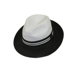 Men's Bruno Capelo Hollywood 2-Tone Straw Style Fedora Hat HW797 White/Black