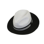 Men's Bruno Capelo Hollywood 2-Tone Straw Style Fedora Hat HW797 White/Black