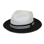 Men's Bruno Capelo Hollywood 2-Tone Straw Style Fedora Hat HW797 White/Black