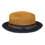 Men's Bruno Capelo Hollywood 2-Tone Straw Style Fedora Hat HW798 Cognac/Navy
