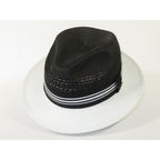 Men's Bruno Capelo Hollywood 2-Tone Straw Style Fedora Hat HW800 Black/White