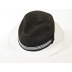 Men's Bruno Capelo Hollywood 2-Tone Straw Style Fedora Hat HW800 Black/White