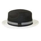 Men's Bruno Capelo Hollywood 2-Tone Straw Style Fedora Hat HW800 Black/White