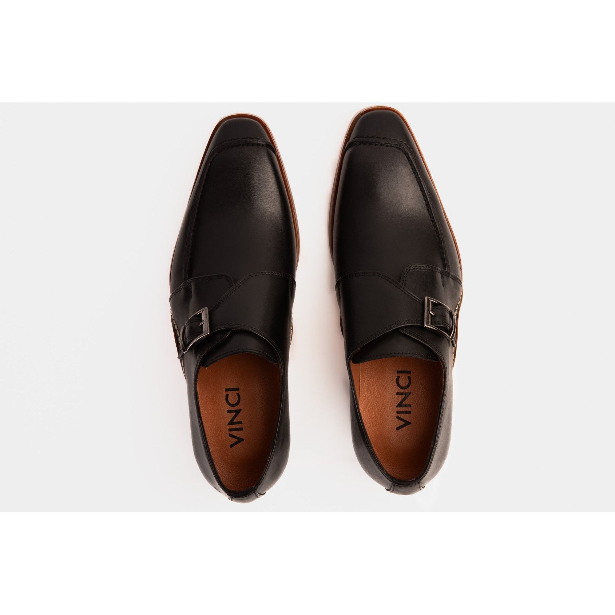 Vinci  The Hagrid Black Single Monk Strap Handmade Men Shoes