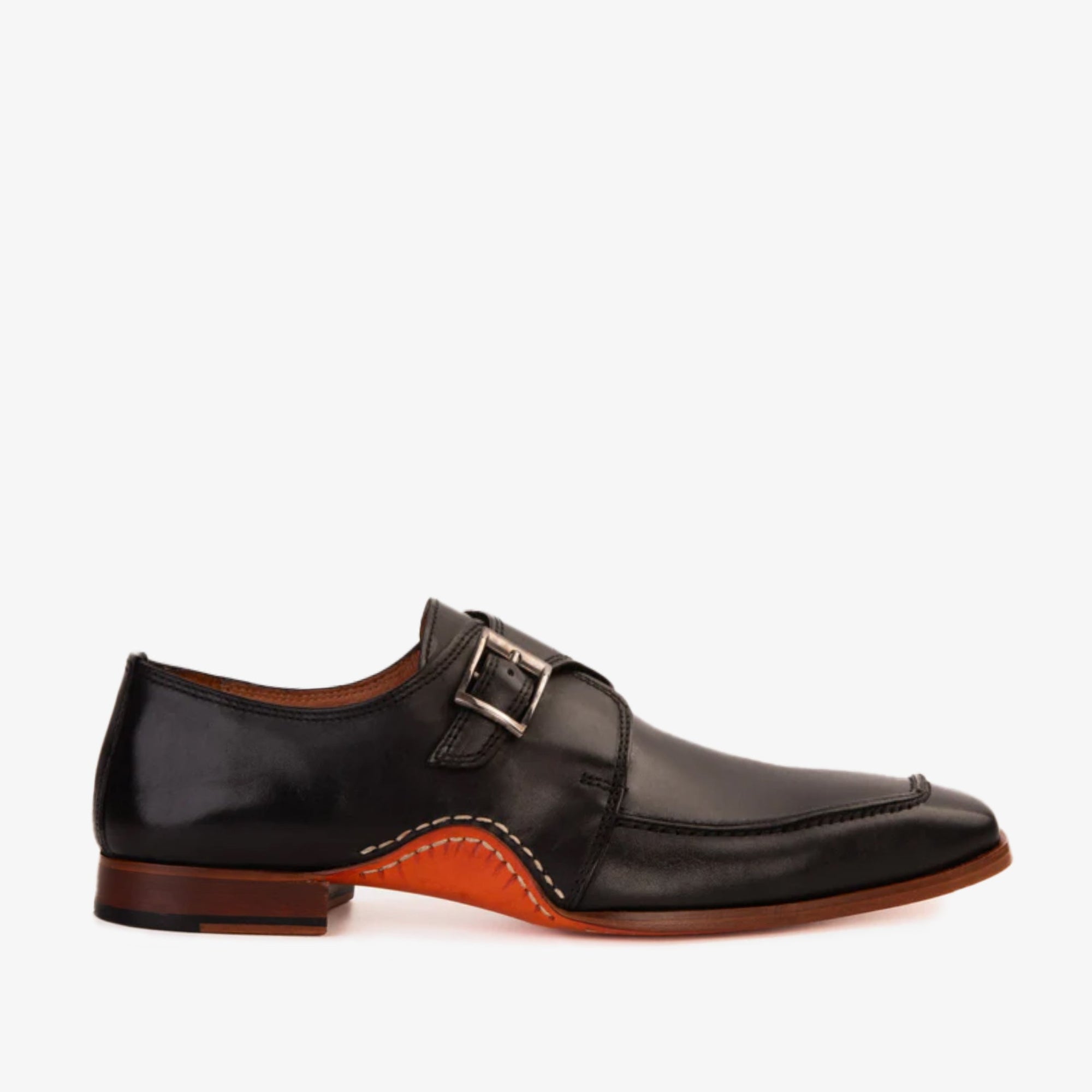 Vinci  The Hagrid Black Single Monk Strap Handmade Men Shoes