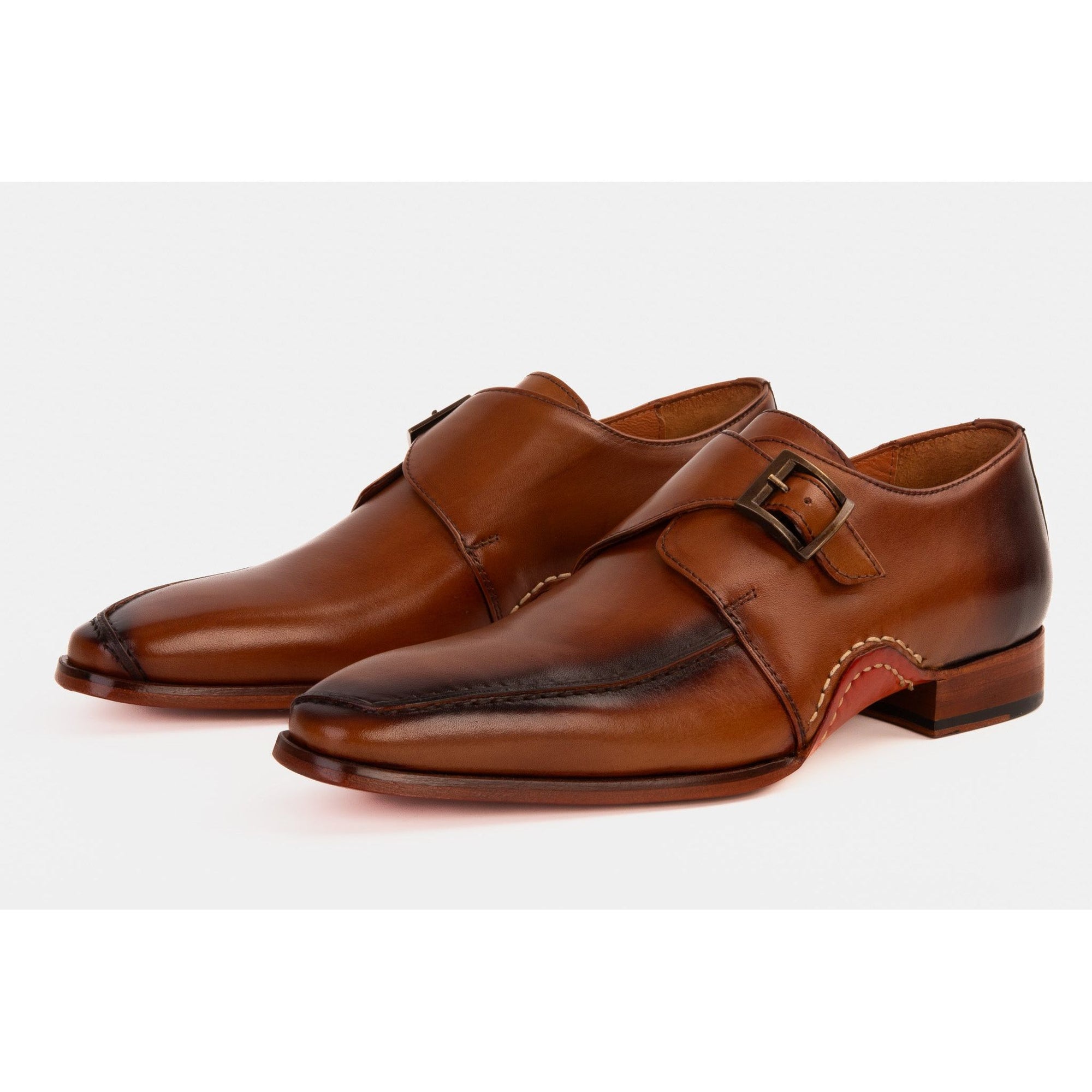 The Hagrid Tan Leather Single Monk Strap Handmade Men Shoe