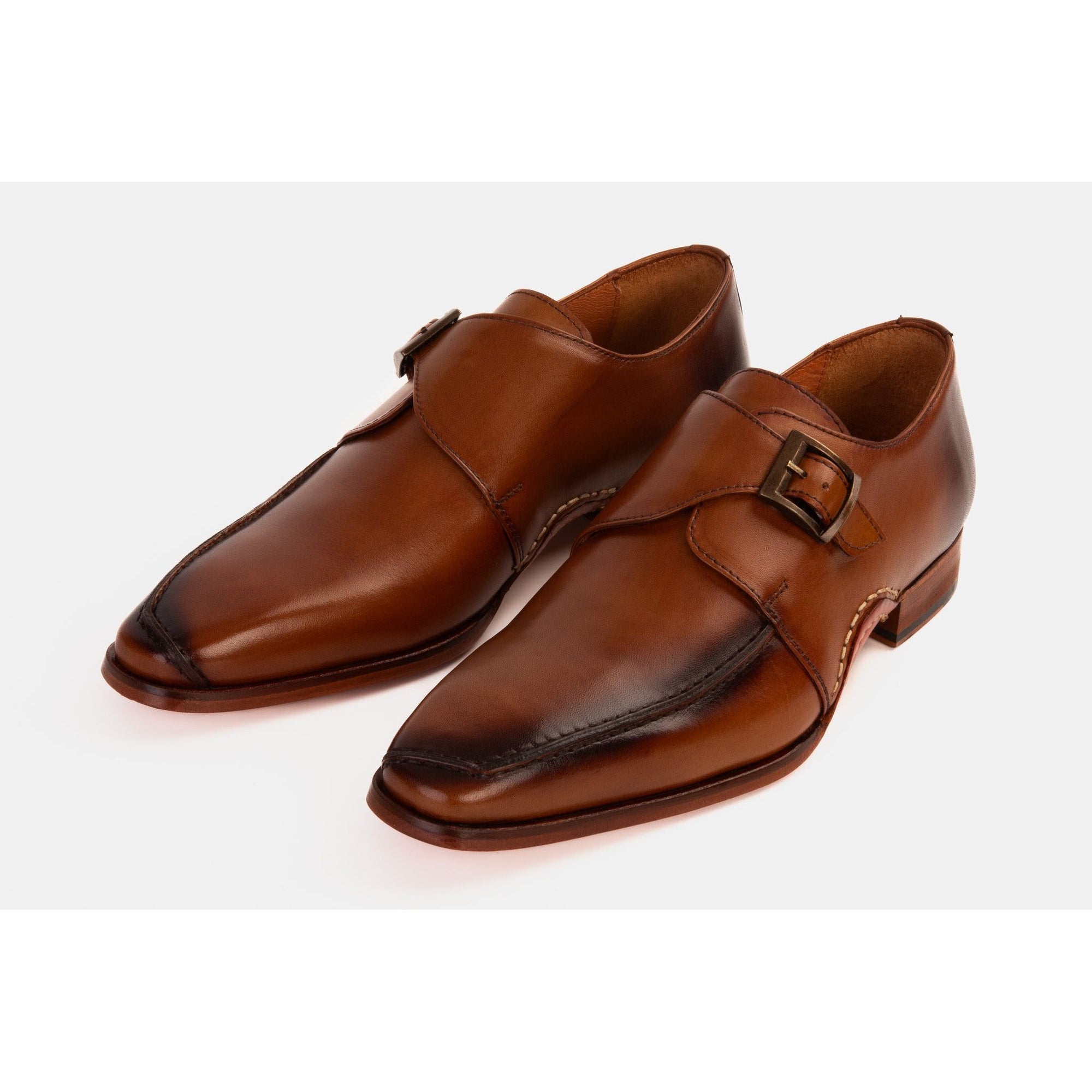 The Hagrid Tan Leather Single Monk Strap Handmade Men Shoe