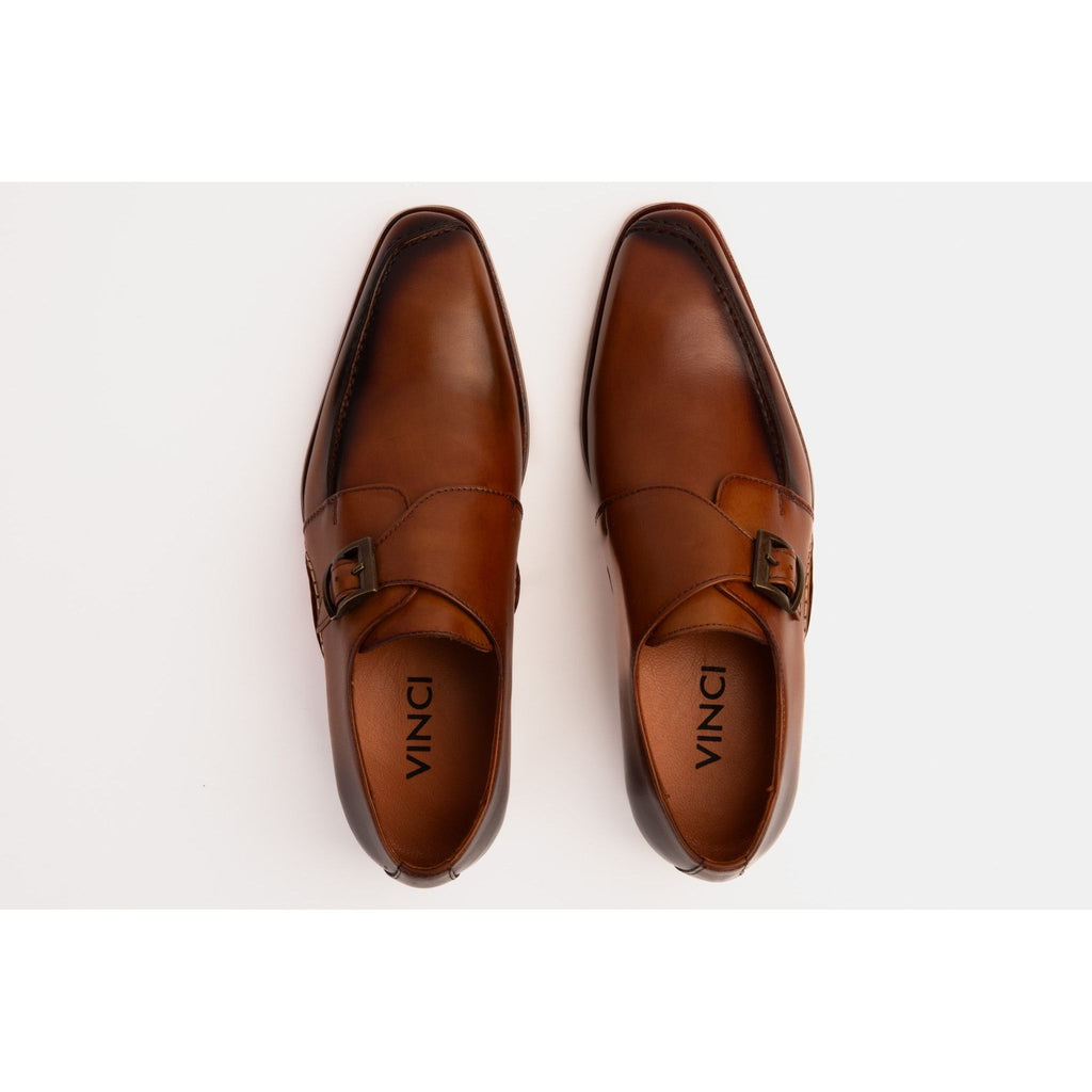 The Hagrid Tan Leather Single Monk Strap Handmade Men Shoe