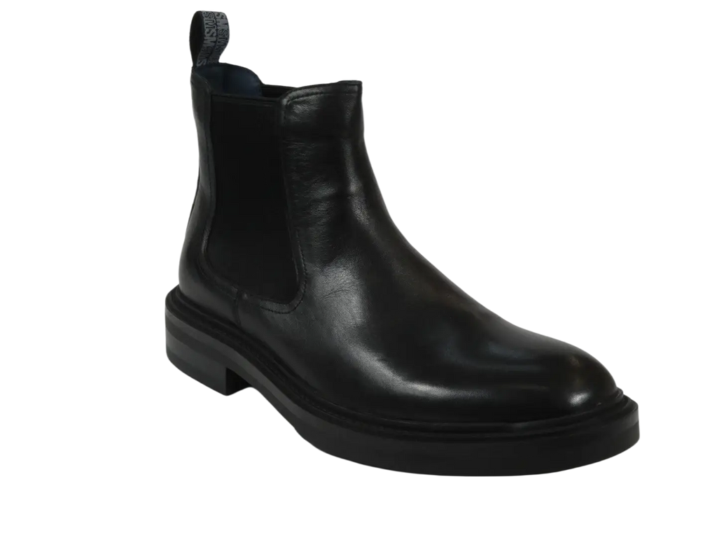 Men's Slip On Boot STEVE MADDEN Leather Upper Plain Toe Hatton Black